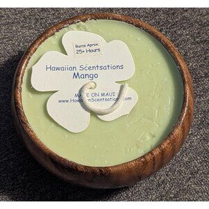Hawaiian Scentsations Mango Candle In Wooden Bowl Long Lasting Tropical Fragranc